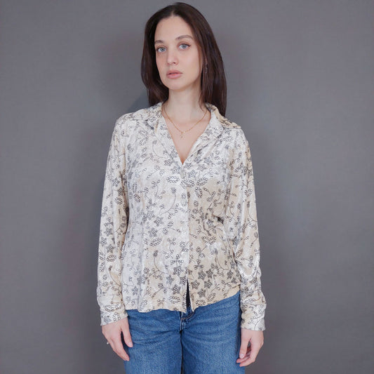 VIN-BLO-33282 Vintage τοπ βελουτέ S-M