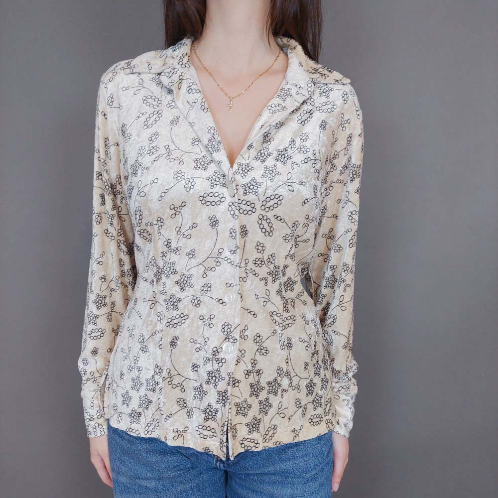 VIN-BLO-33282 Vintage τοπ βελουτέ S-M