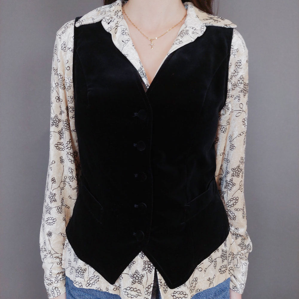 VIN-OUTW-33281 Vintage γιλέκο βελουτέ boho style S