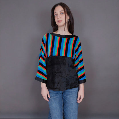 VIN-BLO-33283 Vintage τοπ βελουτέ M-L