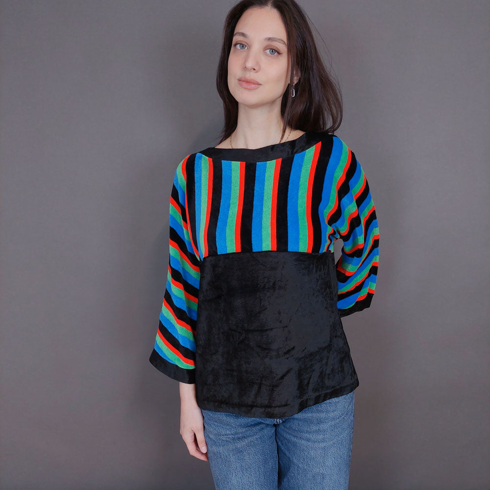 VIN-BLO-33283 Vintage τοπ βελουτέ M-L