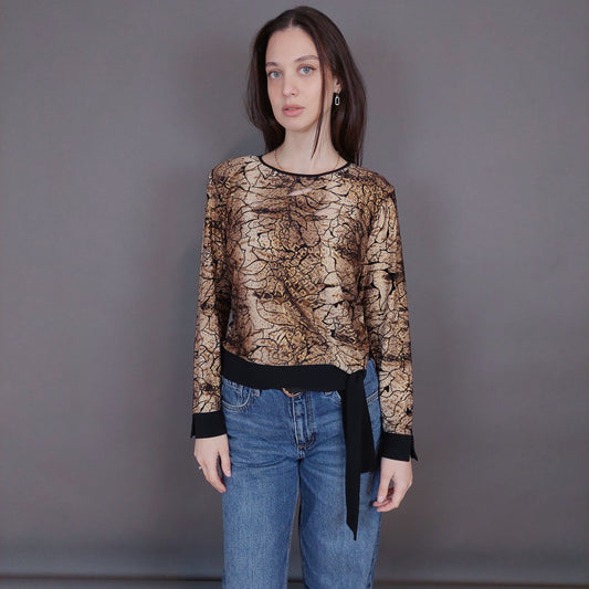 VIN-BLO-33284 Vintage τοπ 80's style με βελουτέ λεπτομέρειες M-L