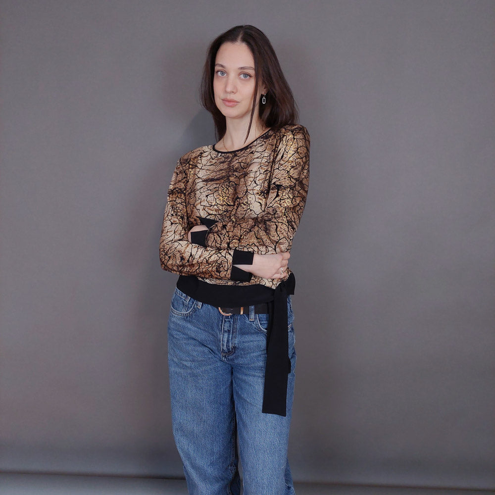 VIN-BLO-33284 Vintage τοπ 80's style με βελουτέ λεπτομέρειες M-L