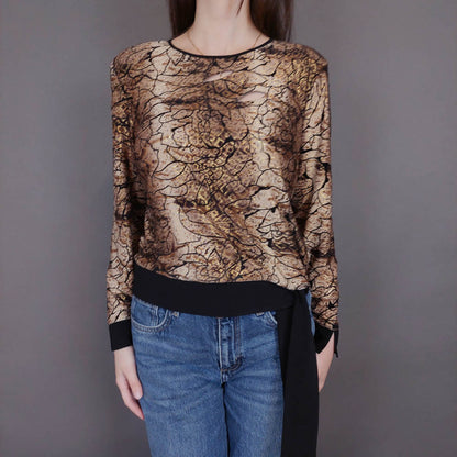 VIN-BLO-33284 Vintage τοπ 80's style με βελουτέ λεπτομέρειες M-L