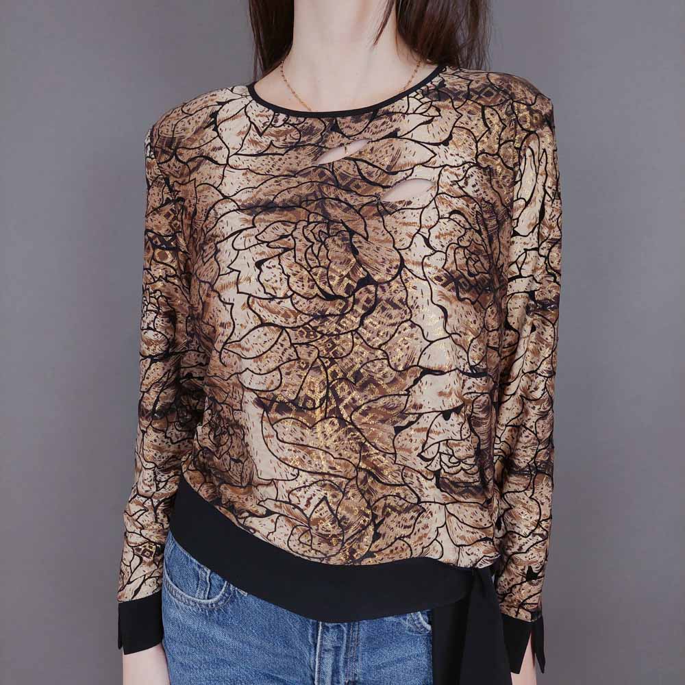 VIN-BLO-33284 Vintage τοπ 80's style με βελουτέ λεπτομέρειες M-L