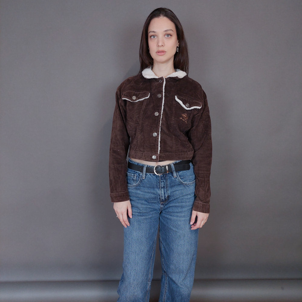 VIN-OUTW-33270 Vintage τζάκετ βελουτέ καφέ S