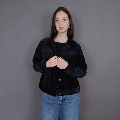 VIN-OUTW-33266 Vintage τζάκετ βελουτέ μαύρο L