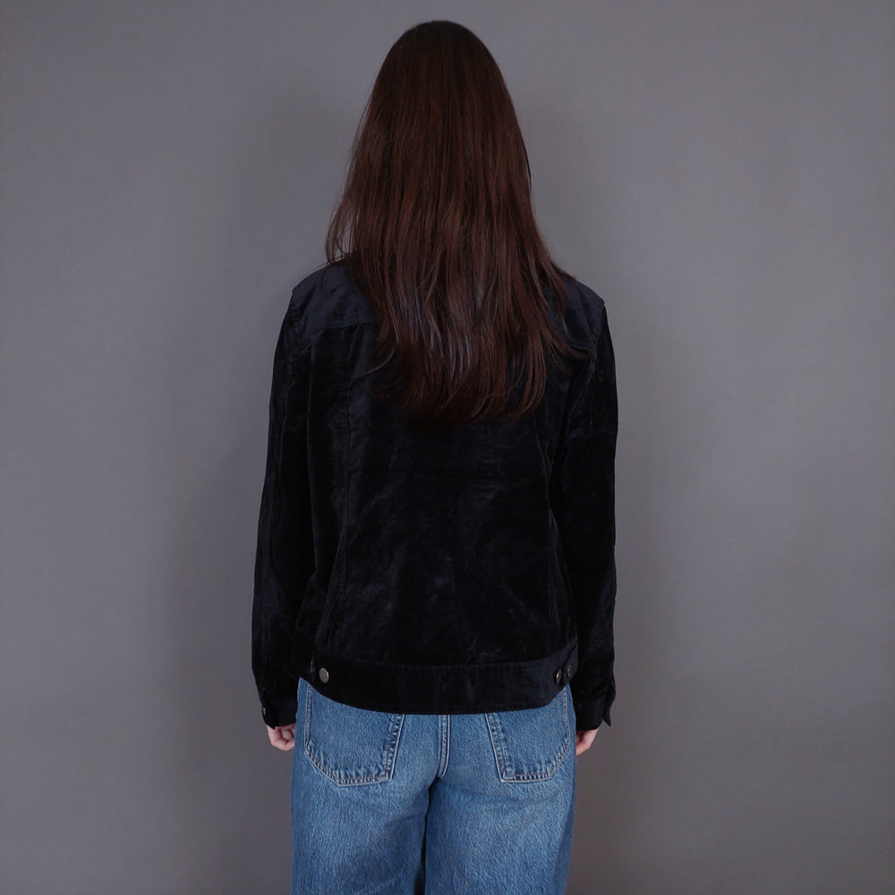 VIN-OUTW-33266 Vintage τζάκετ βελουτέ μαύρο L