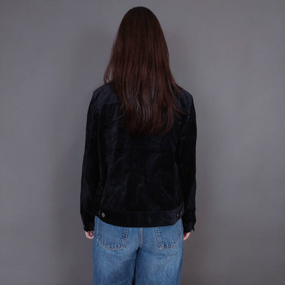 VIN-OUTW-33266 Vintage τζάκετ βελουτέ μαύρο L