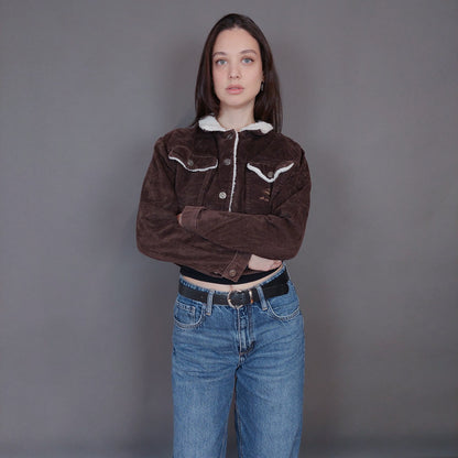 VIN-OUTW-33270 Vintage τζάκετ βελουτέ καφέ S