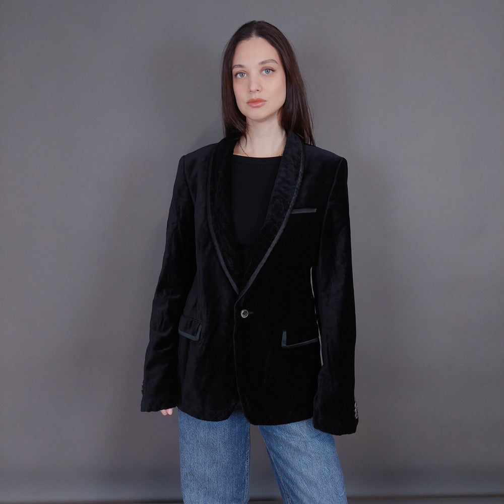 VIN-OUTW-33263 Vintage σακάκι βελουτέ μαύρο L