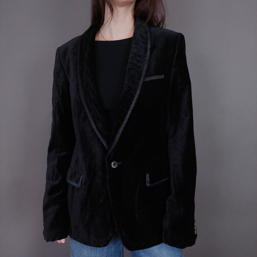 VIN-OUTW-33263 Vintage σακάκι βελουτέ μαύρο L