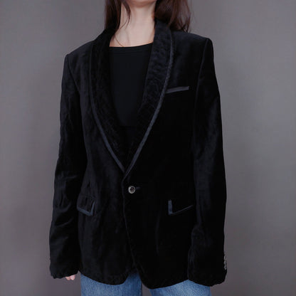 VIN-OUTW-33263 Vintage σακάκι βελουτέ μαύρο L