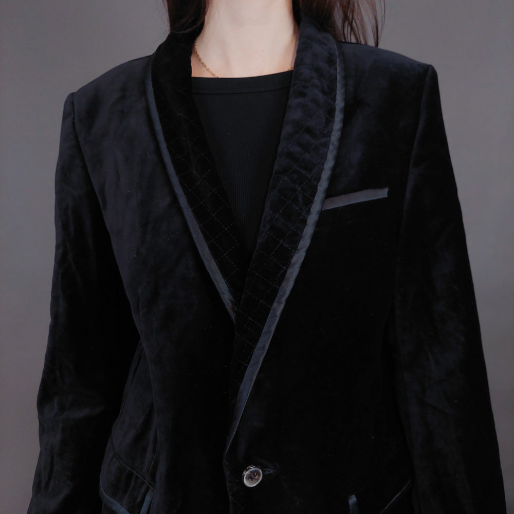 VIN-OUTW-33263 Vintage σακάκι βελουτέ μαύρο L