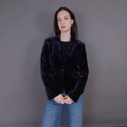 VIN-OUTW-33262 Vintage σακάκι βελουτέ μελιτζανί S