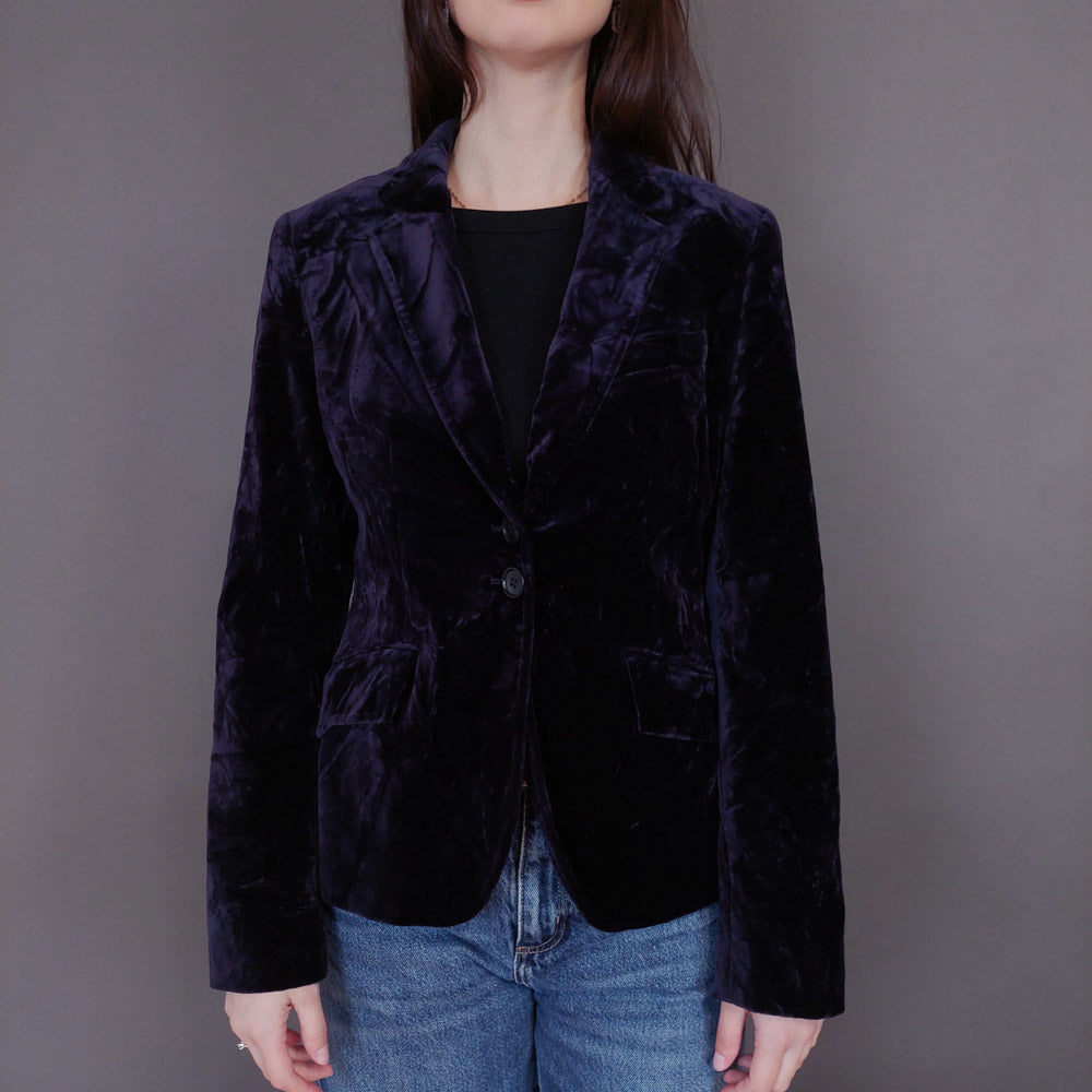 VIN-OUTW-33262 Vintage σακάκι βελουτέ μελιτζανί S