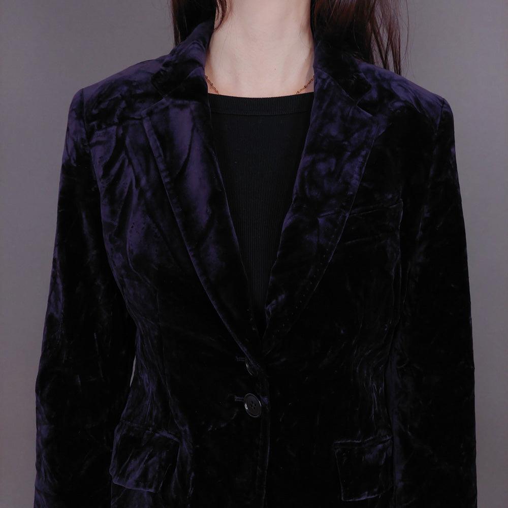 VIN-OUTW-33262 Vintage σακάκι βελουτέ μελιτζανί S