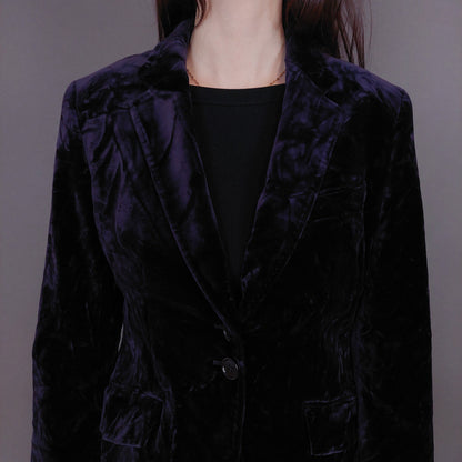 VIN-OUTW-33262 Vintage σακάκι βελουτέ μελιτζανί S