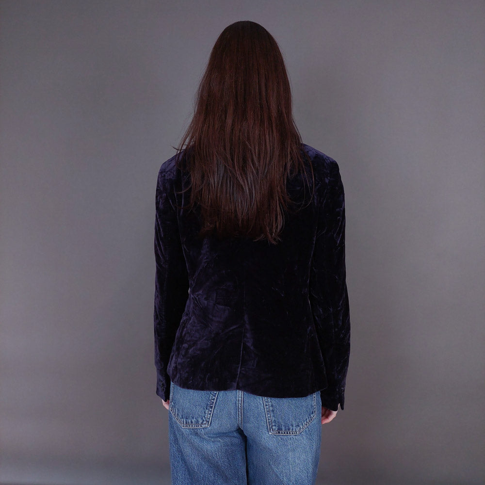 VIN-OUTW-33262 Vintage σακάκι βελουτέ μελιτζανί S