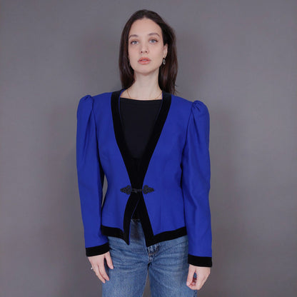 VIN-OUTW-33261 Vintage σακάκι μάλλινο με βελουτέ λεπτομέρειες M