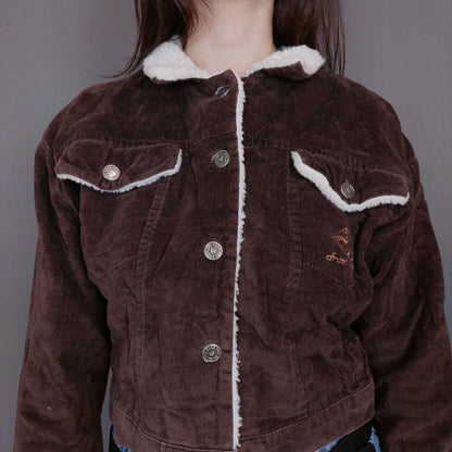 VIN-OUTW-33270 Vintage τζάκετ βελουτέ καφέ S