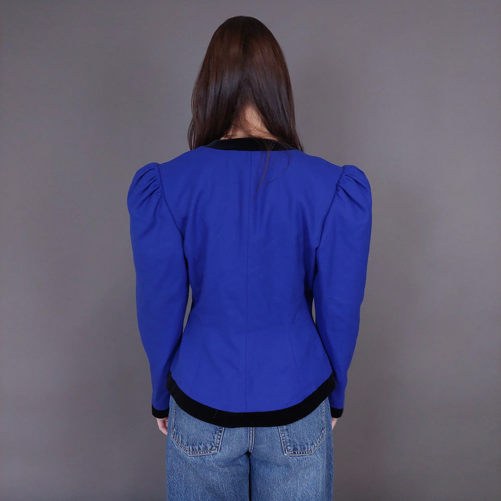 VIN-OUTW-33261 Vintage σακάκι μάλλινο με βελουτέ λεπτομέρειες M