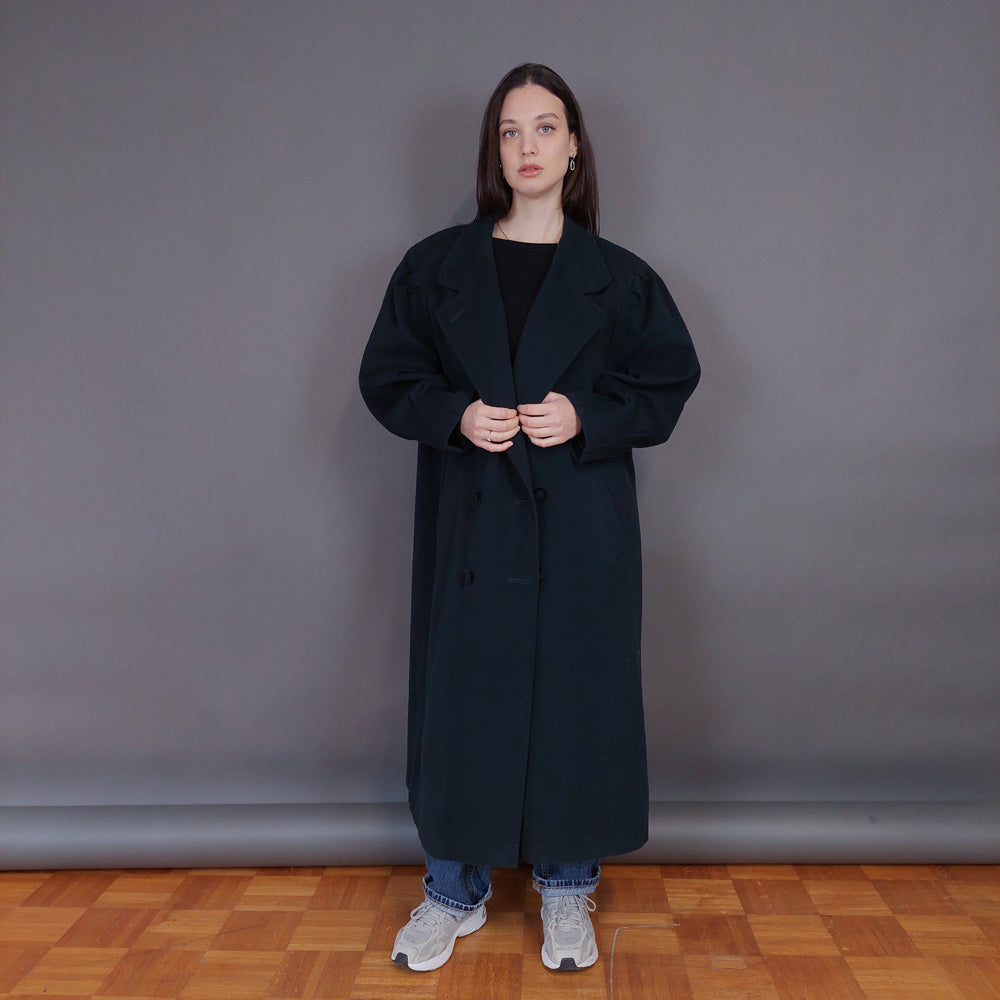 VIN-OUTW-33260 Vintage παλτό μάλλινο με κασμίρ κυπαρισσί XL