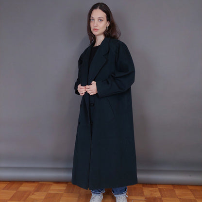 VIN-OUTW-33260 Vintage παλτό μάλλινο με κασμίρ κυπαρισσί XL