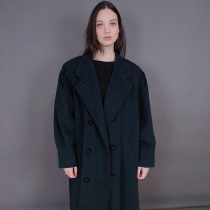 VIN-OUTW-33260 Vintage παλτό μάλλινο με κασμίρ κυπαρισσί XL