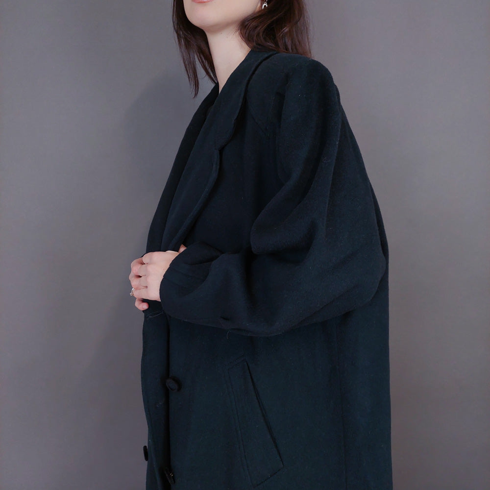 VIN-OUTW-33260 Vintage παλτό μάλλινο με κασμίρ κυπαρισσί XL