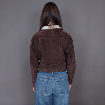 VIN-OUTW-33270 Vintage τζάκετ βελουτέ καφέ S