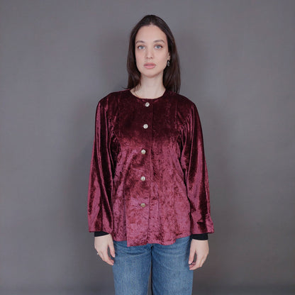 VIN-BLO-33269 Vintage τοπ βελουτέ μπορντό L