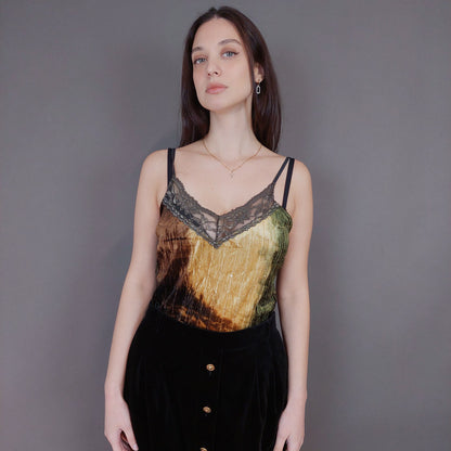 VIN-BLO-33278 Vintage τοπ βελουτέ εμπριμέ L-XL