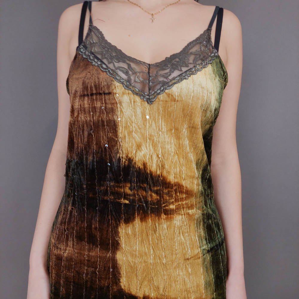 VIN-BLO-33278 Vintage τοπ βελουτέ εμπριμέ L-XL