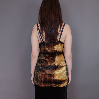 VIN-BLO-33278 Vintage τοπ βελουτέ εμπριμέ L-XL