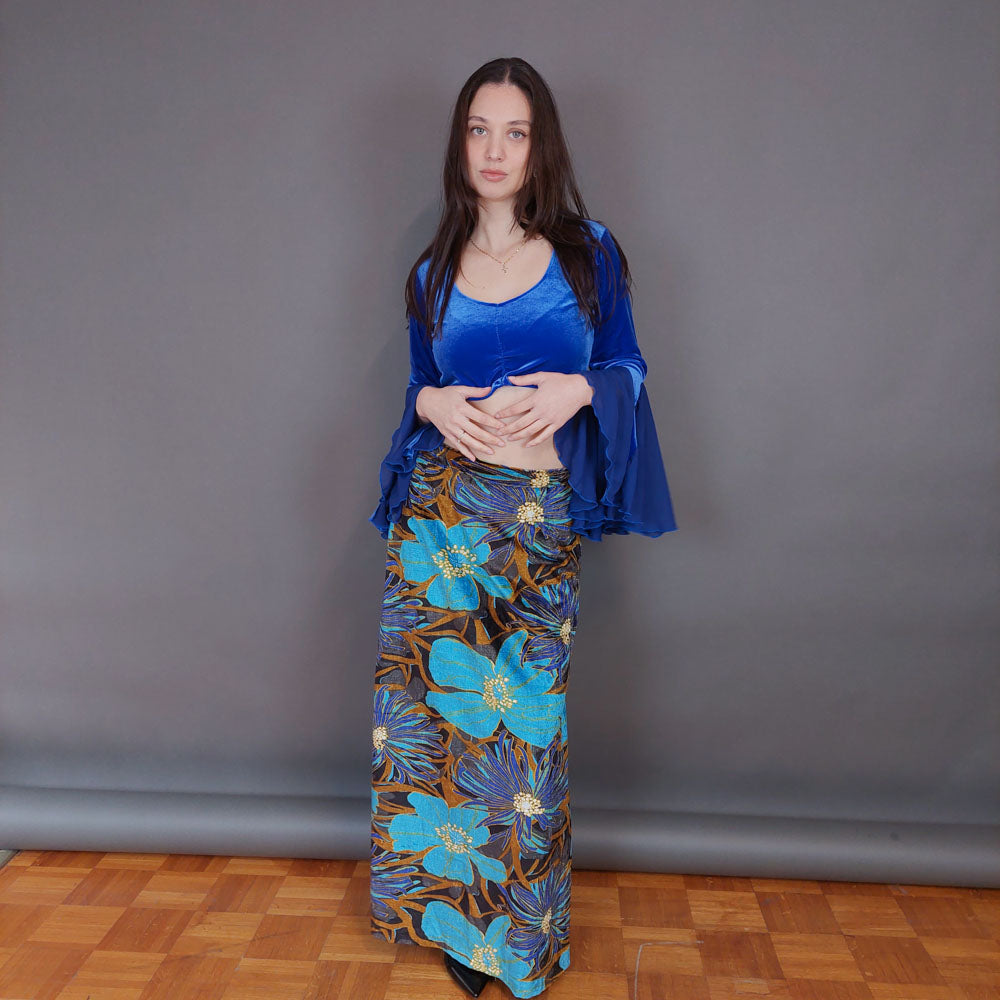 VIN-BLO-33279 Vintage τοπ βελουτέ M-L