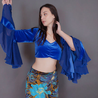 VIN-BLO-33279 Vintage τοπ βελουτέ M-L