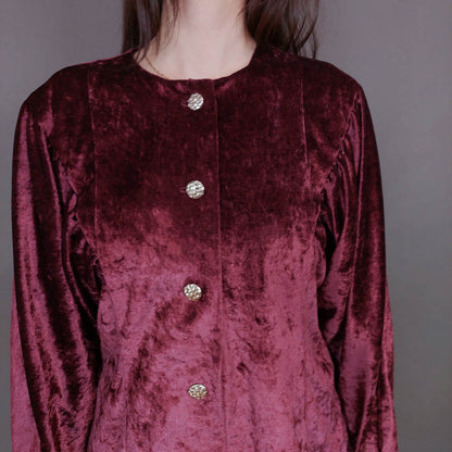 VIN-BLO-33269 Vintage τοπ βελουτέ μπορντό L