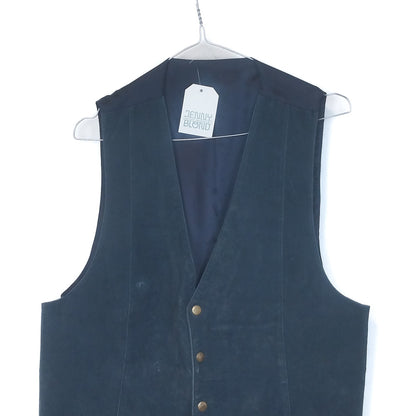 VIN-OUTW-35214 Vintage γιλέκο δερμάτινο μπλε L