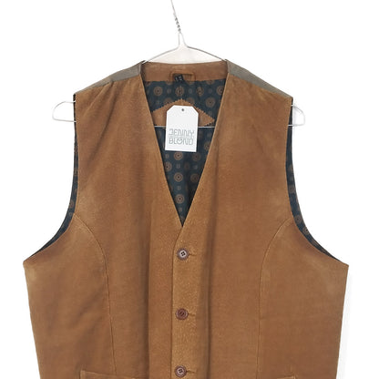 VIN-OUTW-35208 Vintage γιλέκο δερμάτινο ταμπά L-XL