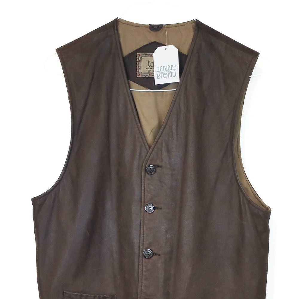 VIN-OUTW-32430 Vintage γιλέκο δερμάτινο M-L