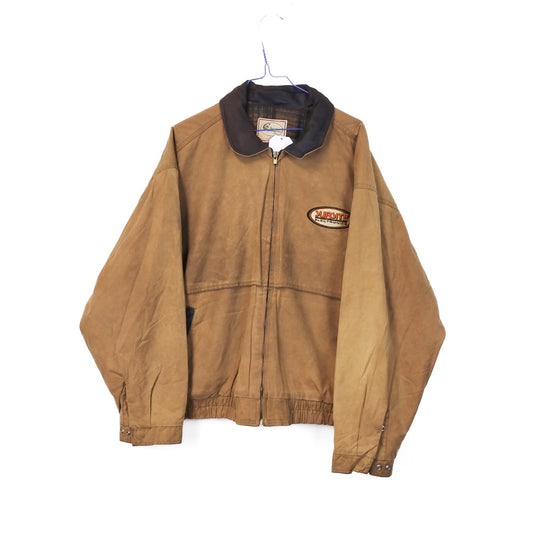 VIN-OUTW-33643 Vintage waxed jacket unisex κάμελ L