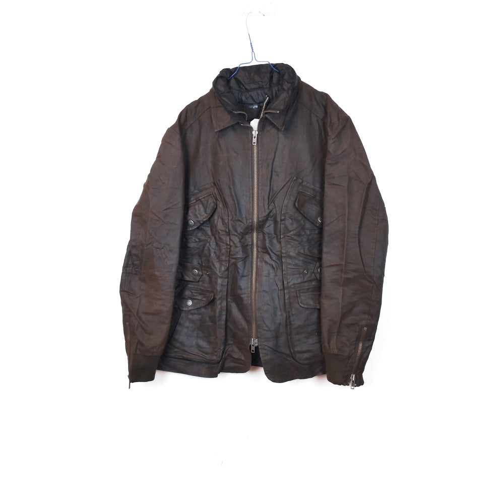 VIN-OUTW-33645 Vintage waxed jacket unisex καφέ M