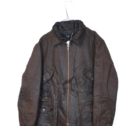 VIN-OUTW-33645 Vintage waxed jacket unisex καφέ M