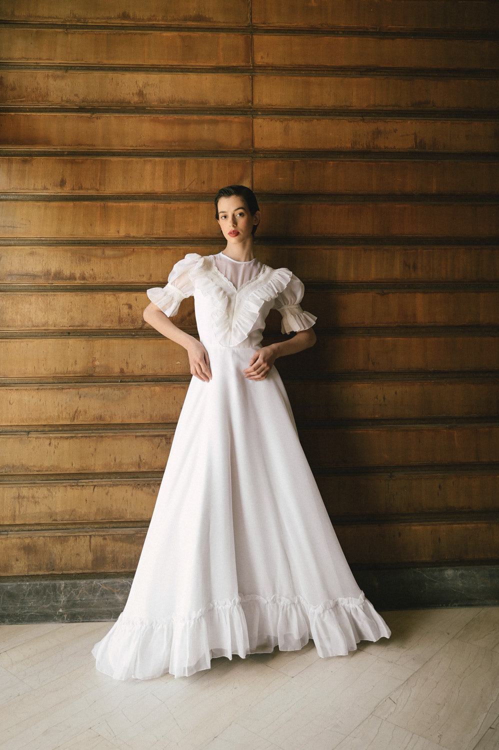 VIN-WED-23338 Vintage νυφικό φόρεμα λευκό XS