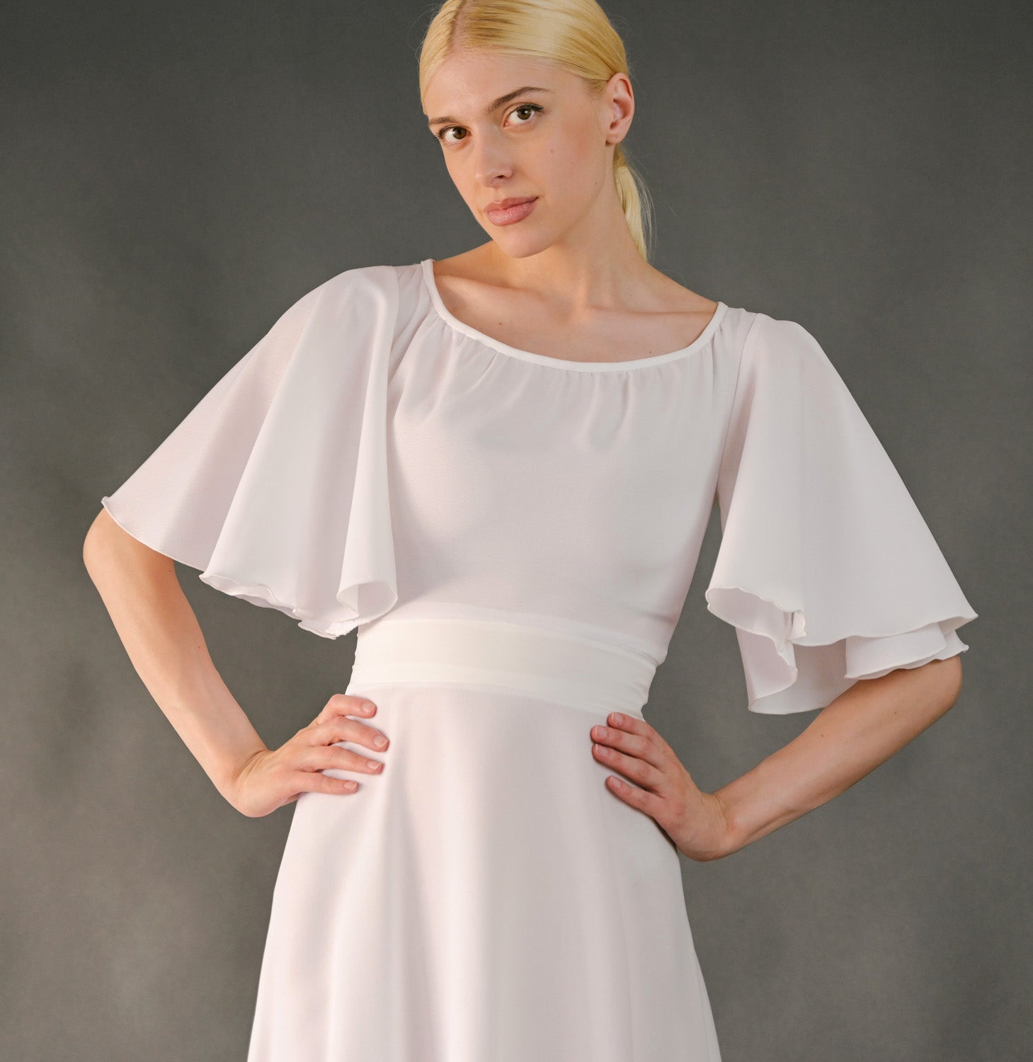 VIN-WED-23583 Vintage νυφικό φόρεμα λευκό S
