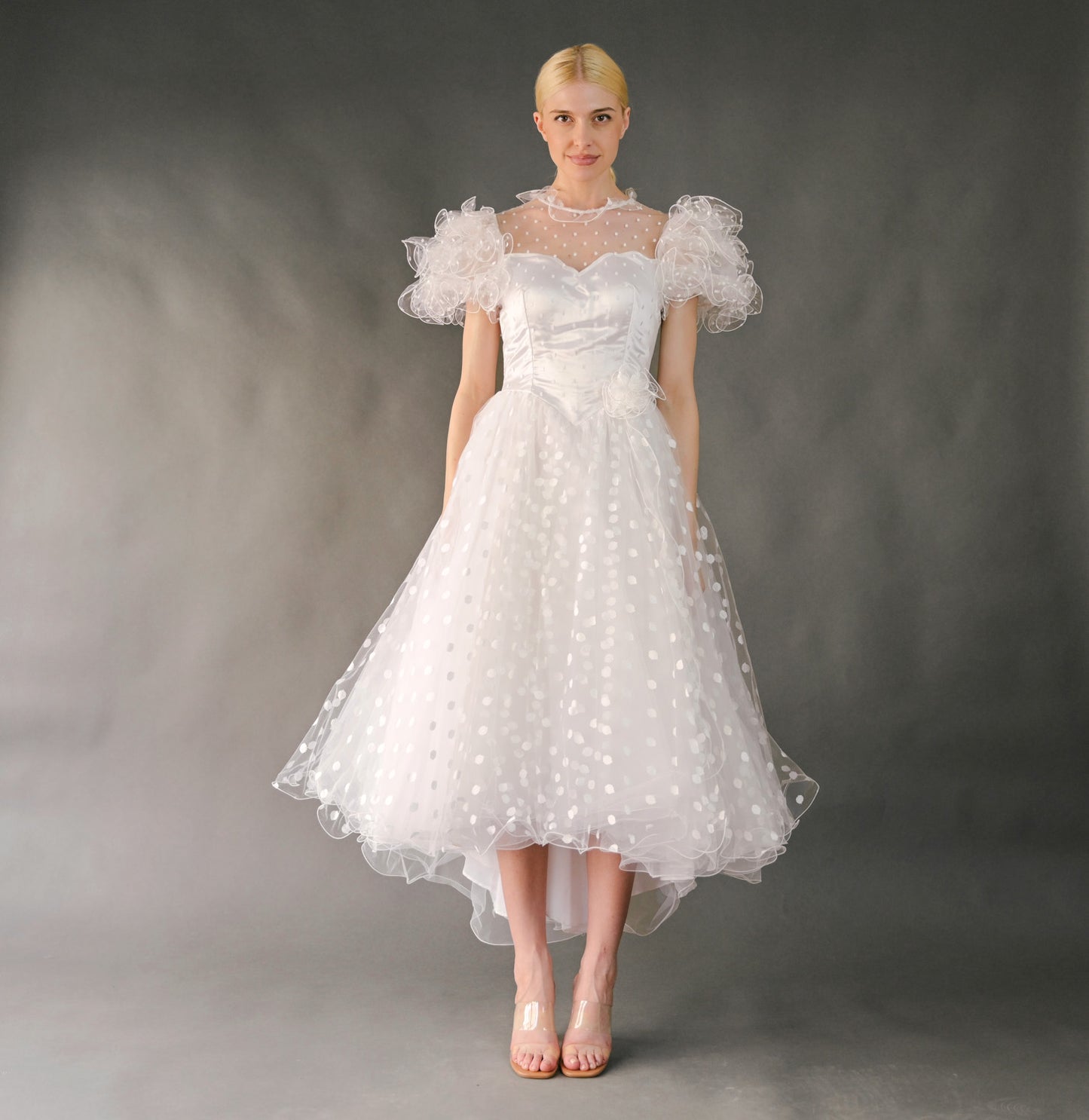 VIN-WED-23586 Vintage νυφικό φόρεμα λευκό M
