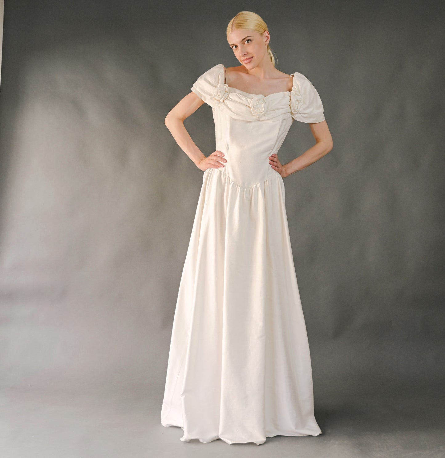 VIN-WED-23591 Vintage νυφικό φόρεμα λευκό Μ-L