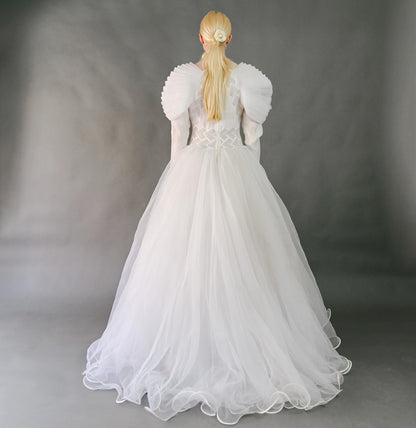 VIN-WED-23606 Vintage νυφικό φόρεμα λευκό M