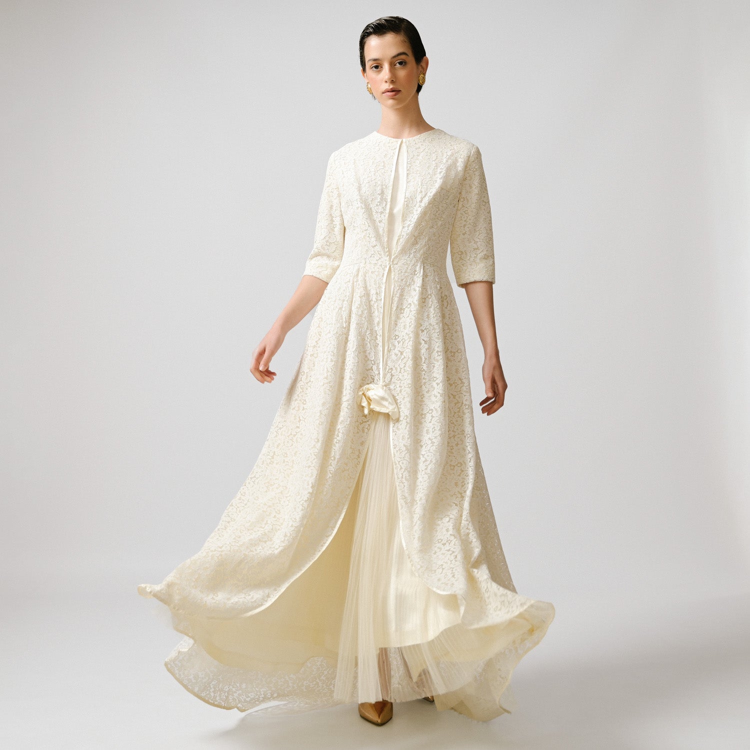 VIN-WED-23339 Vintage νυφικό φόρεμα εκρού Μ